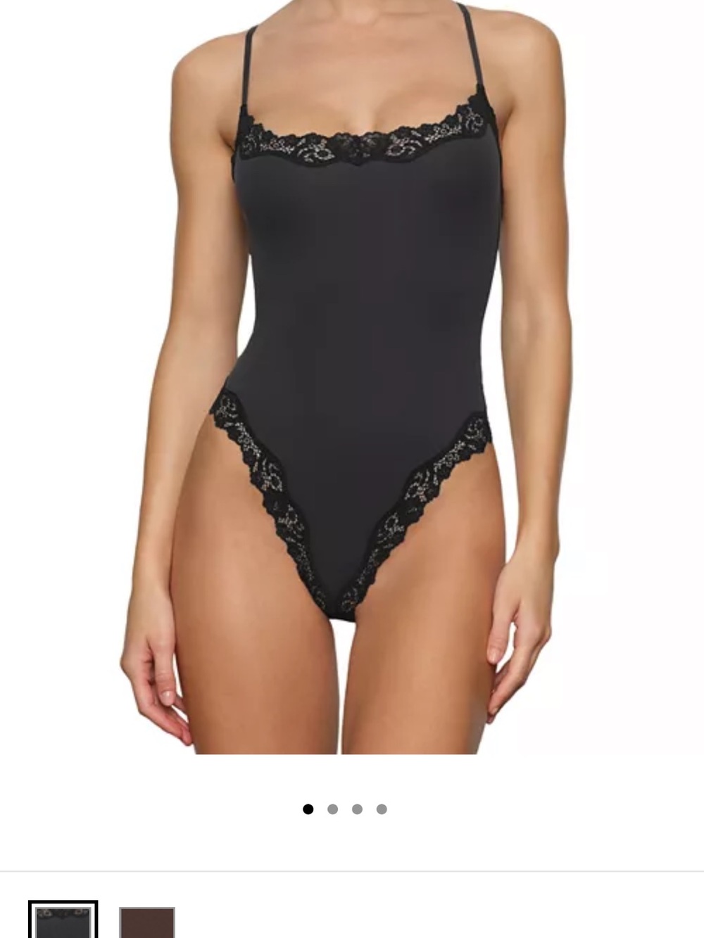 Skims Black Lace-Trim Bodysuit